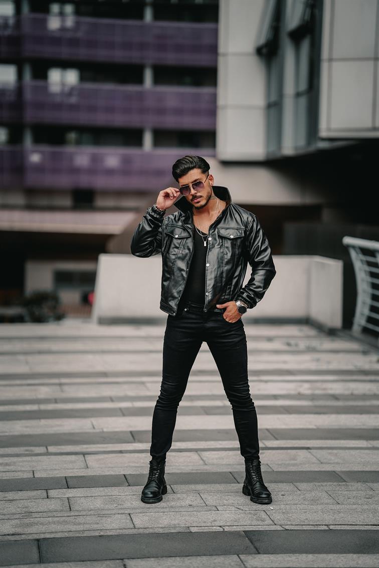 Fit Lvs Deri Ceket Siyah