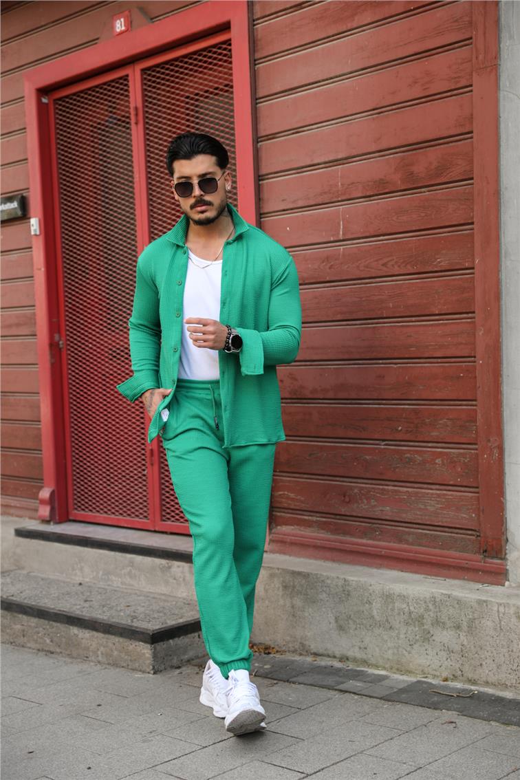 Fitilli Kabartmalı Paçası Lastikli Jogger Yeşil