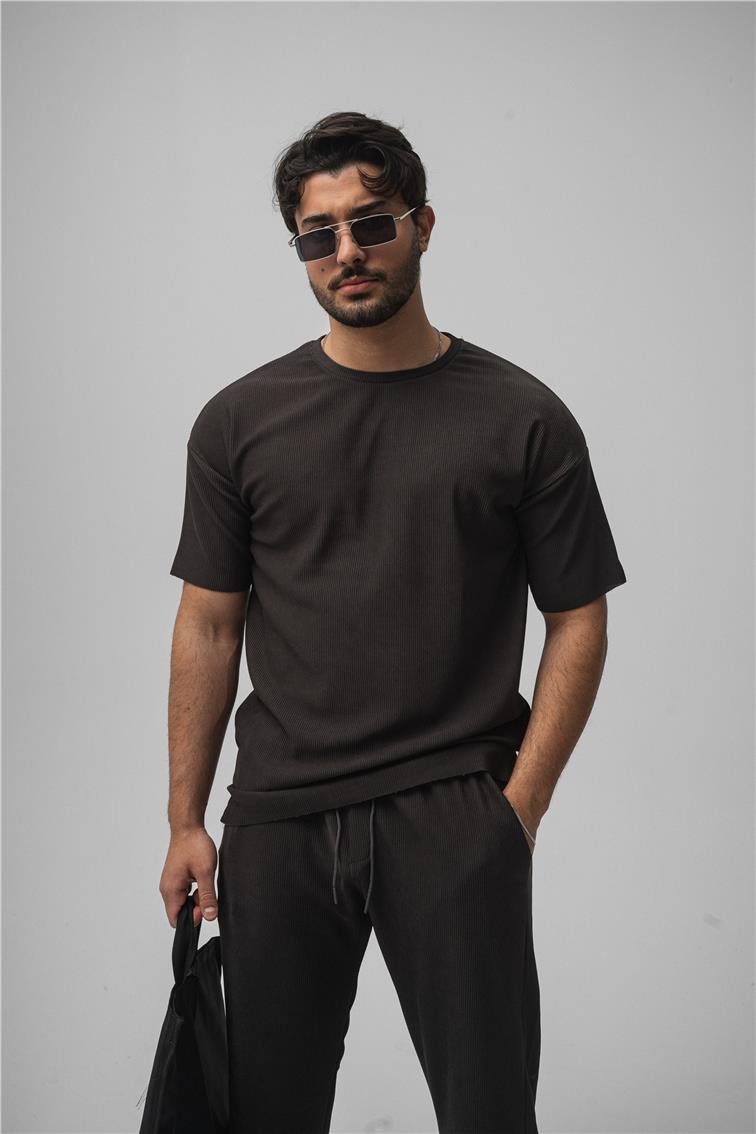 Fitilli Oversize T-Shirt Füme