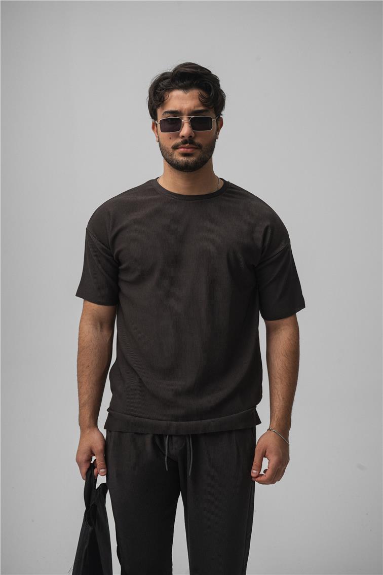 Fitilli Oversize T-Shirt Füme