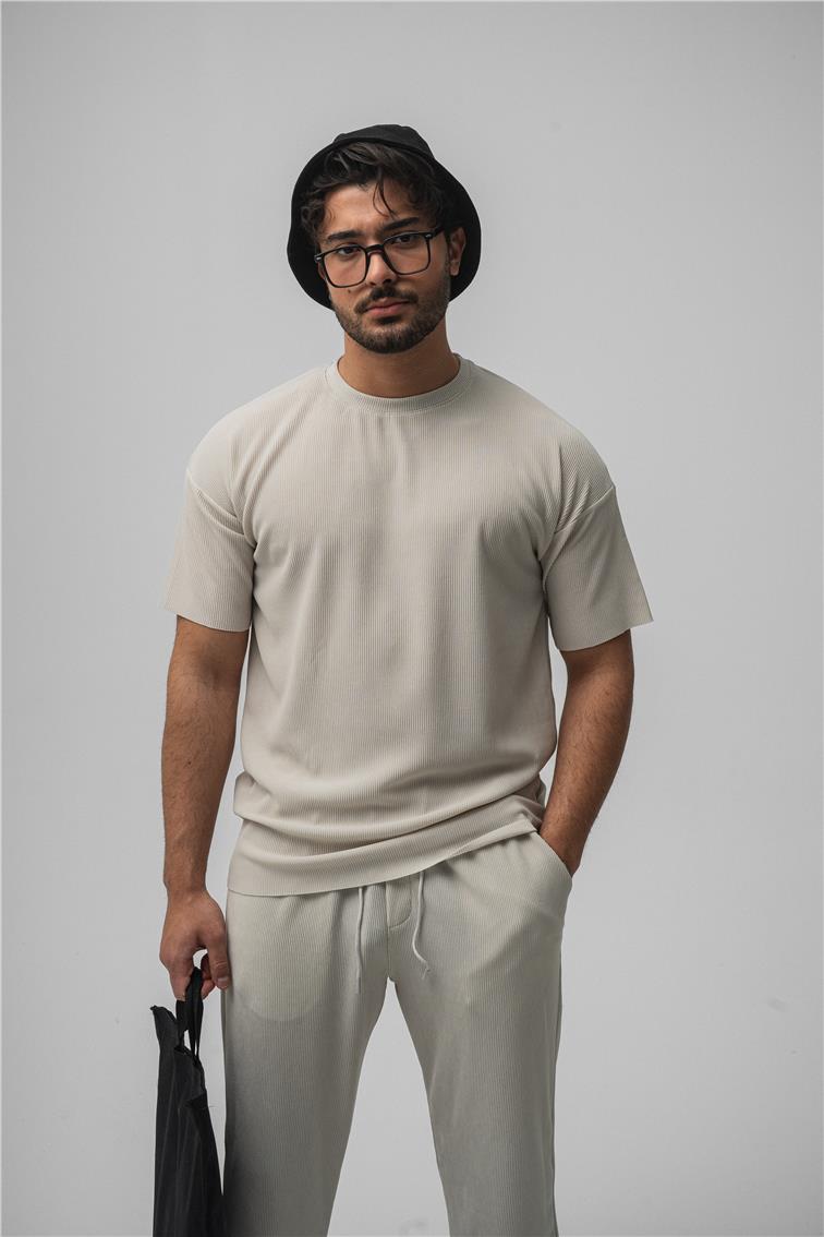 Fitilli Oversize T-Shirt Gri