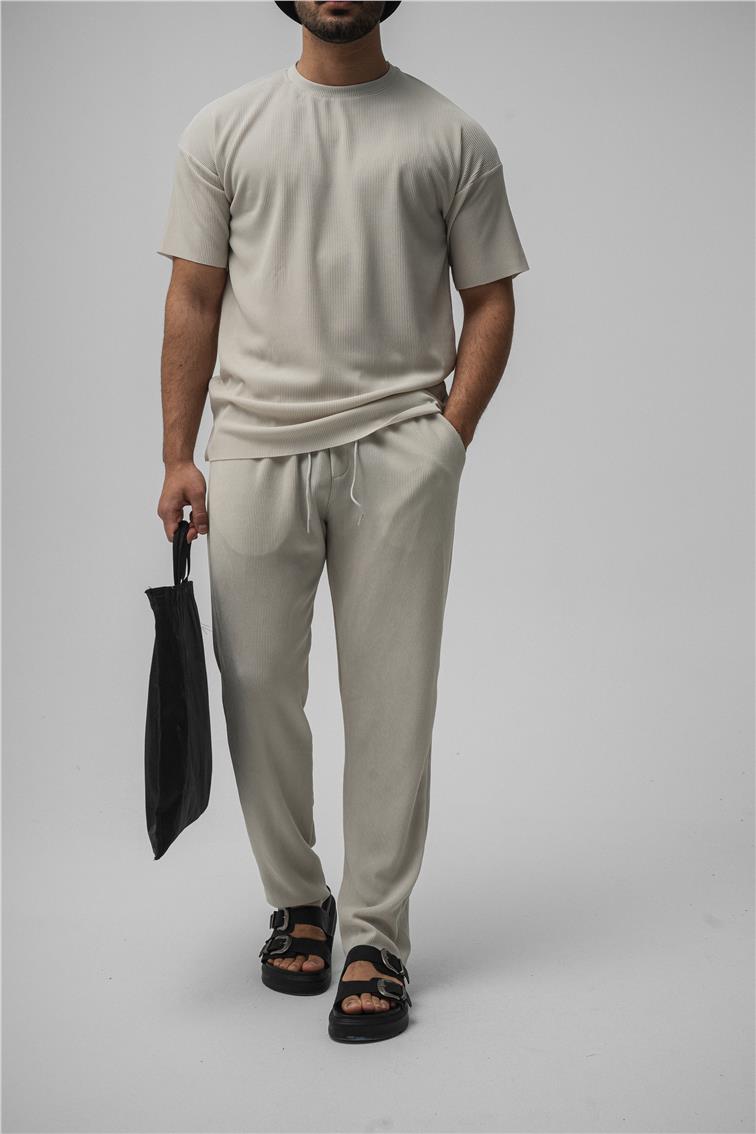 Fitilli Oversize T-Shirt Gri