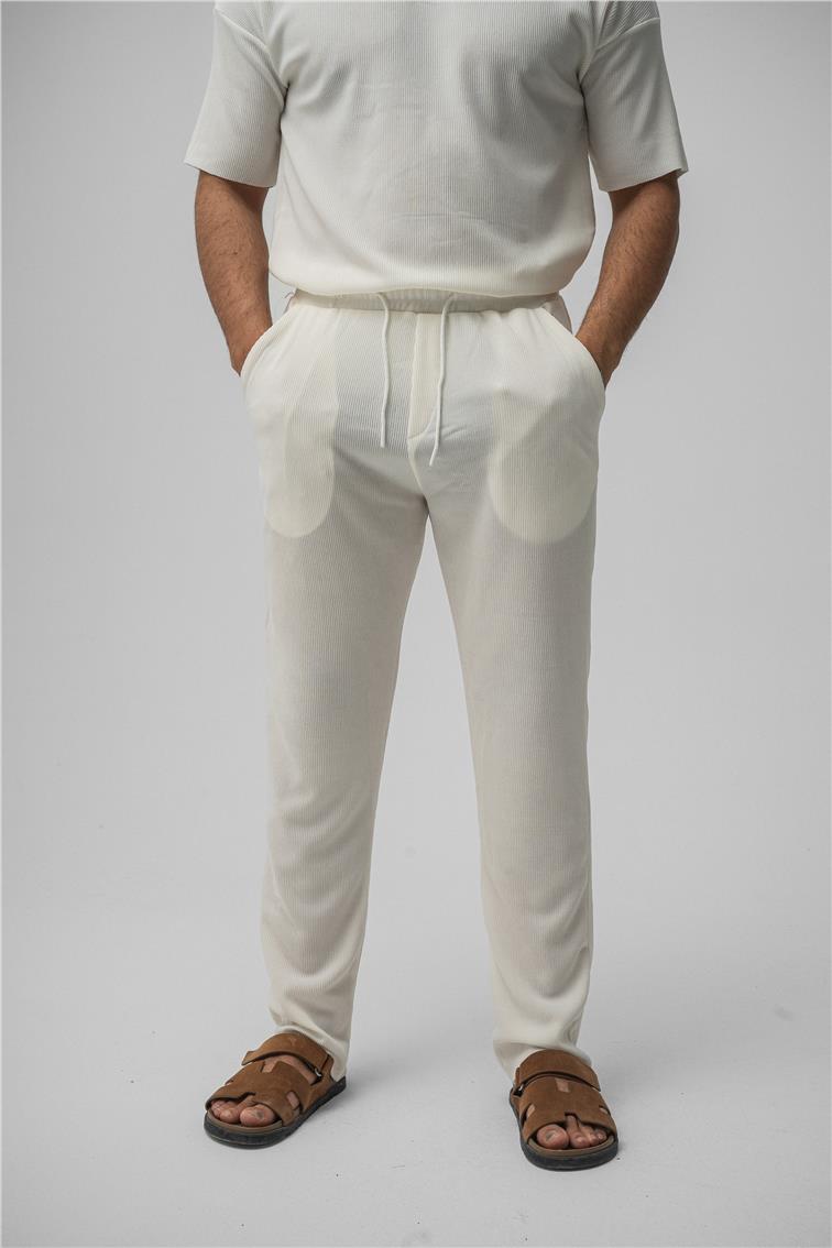 Fitilli Pantolon Beyaz