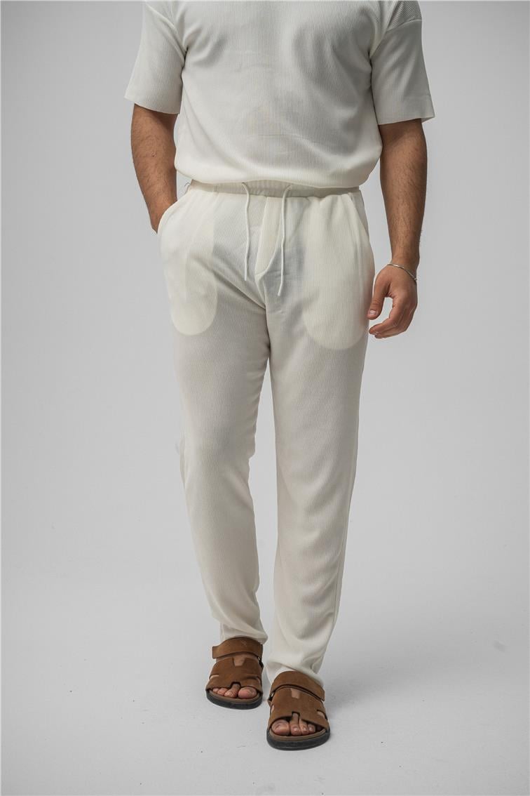 Fitilli Pantolon Beyaz
