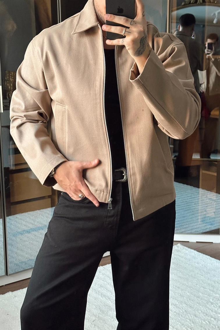 Gabardin Kot Ceket Bej