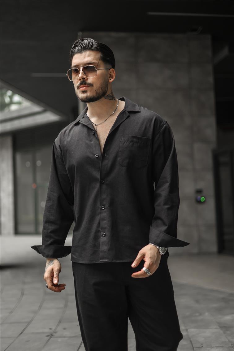 Gabardin Oversize Gömlek Siyah