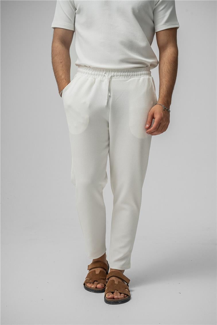 Gizli Kabartma Boyfriend Eşofman Beyaz