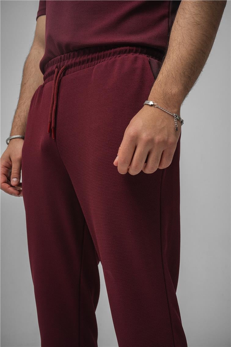 Gizli Kabartma Boyfriend Eşofman Bordo