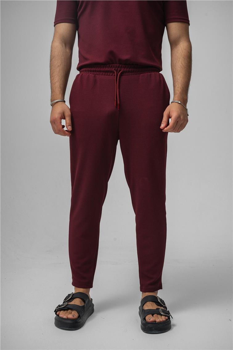 Gizli Kabartma Boyfriend Eşofman Bordo