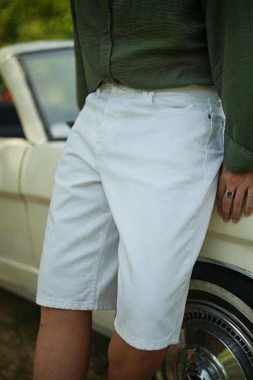 Jean Şort Beyaz
