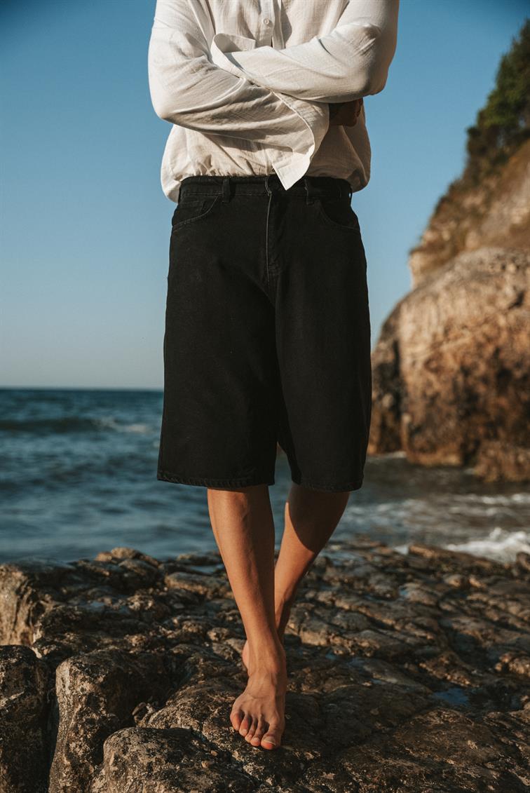 Jean Şort Siyah