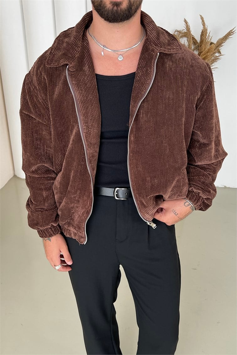 Kadife Oversize Ceket Kahve