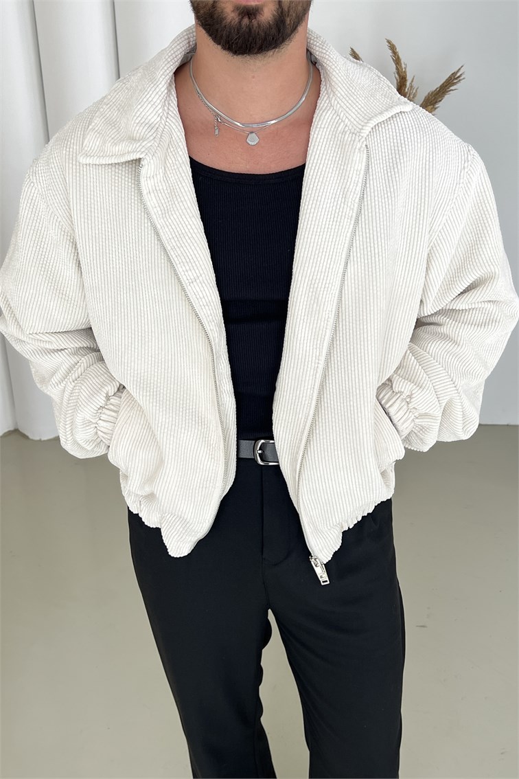 Kadife Oversize Ceket Krem