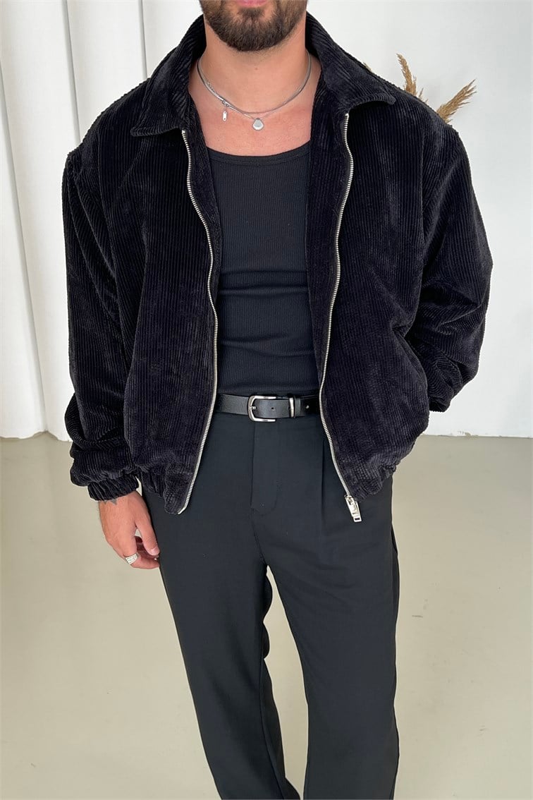 Kadife Oversize Ceket Siyah