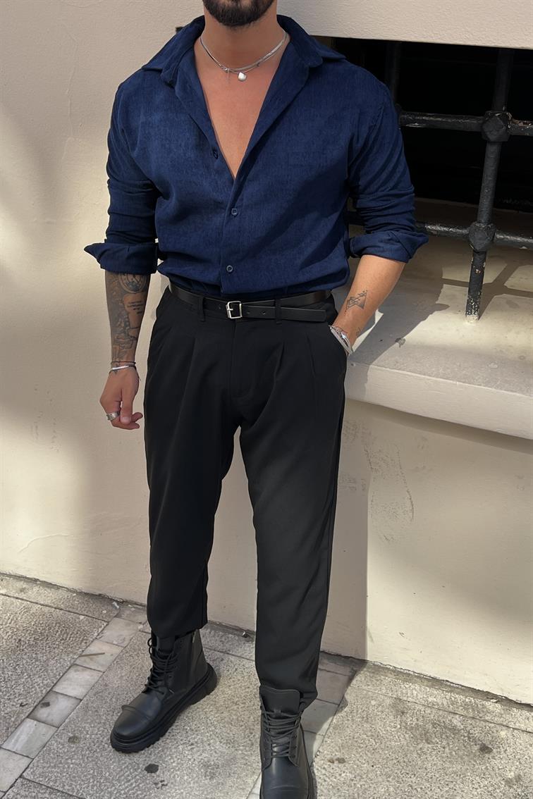 Kadife Regular Fit Gömlek Lacivert