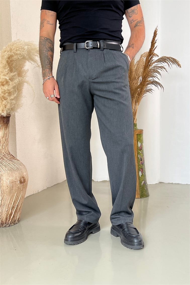 Kalın Dökümlü Baggy Pantolon Antrasit