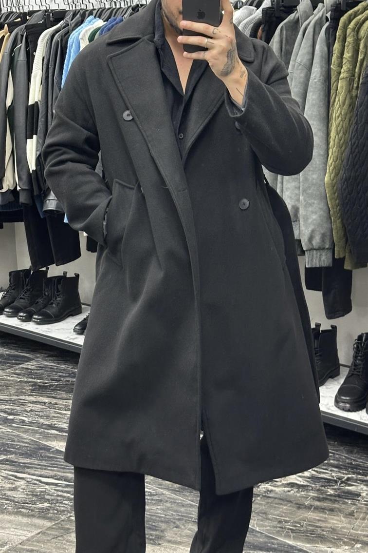 Kaşe Uzun Kaban Siyah