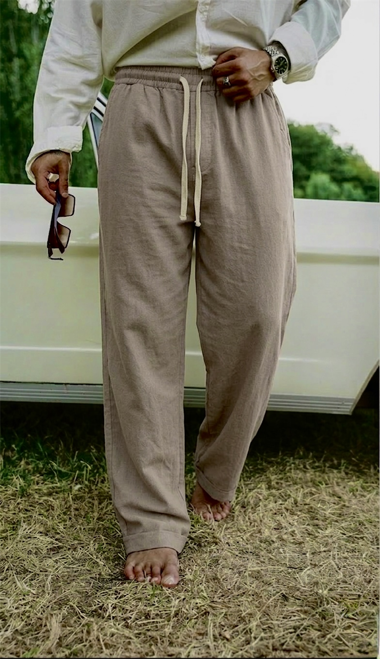Keten Baggy Pantolon Kahve