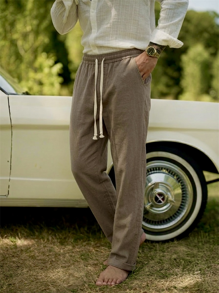 Keten Baggy Pantolon Kahve