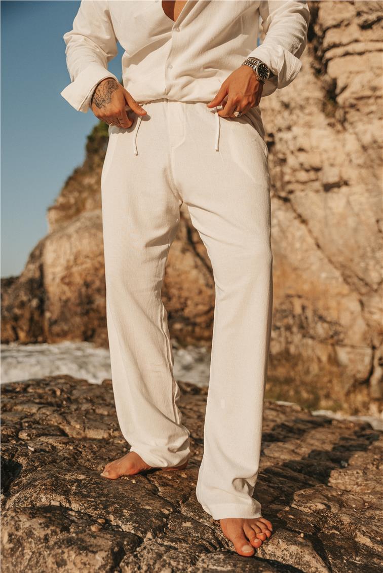 Keten Basic Baggy Pant. Beyaz