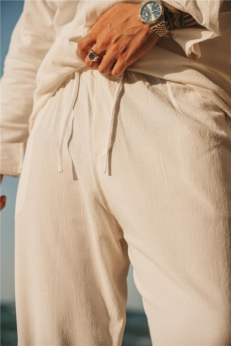 Keten Basic Baggy Pant. Beyaz