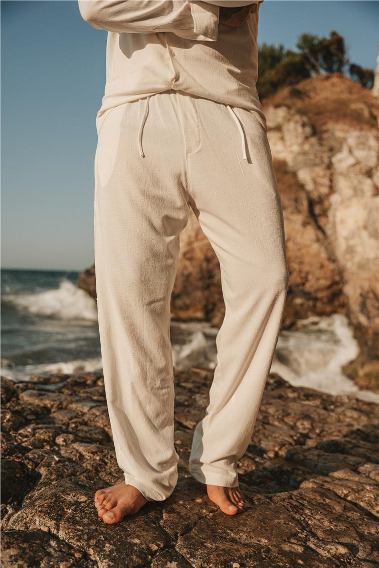 Keten Basic Baggy Pant. Beyaz