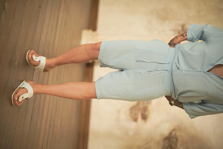 Keten Basic Bol Kalıp Şort Açık Mavi