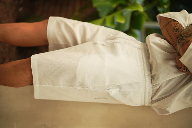 Keten Basic Bol Kalıp Şort Beyaz