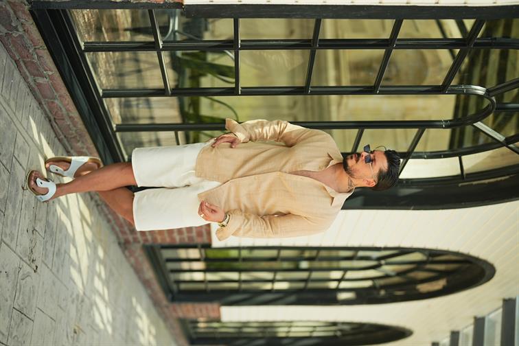 Keten İşlemeli Bol Kalıp Gömlek Bej