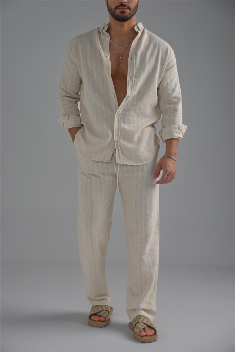 Keten İşlemeli Takım Ekru