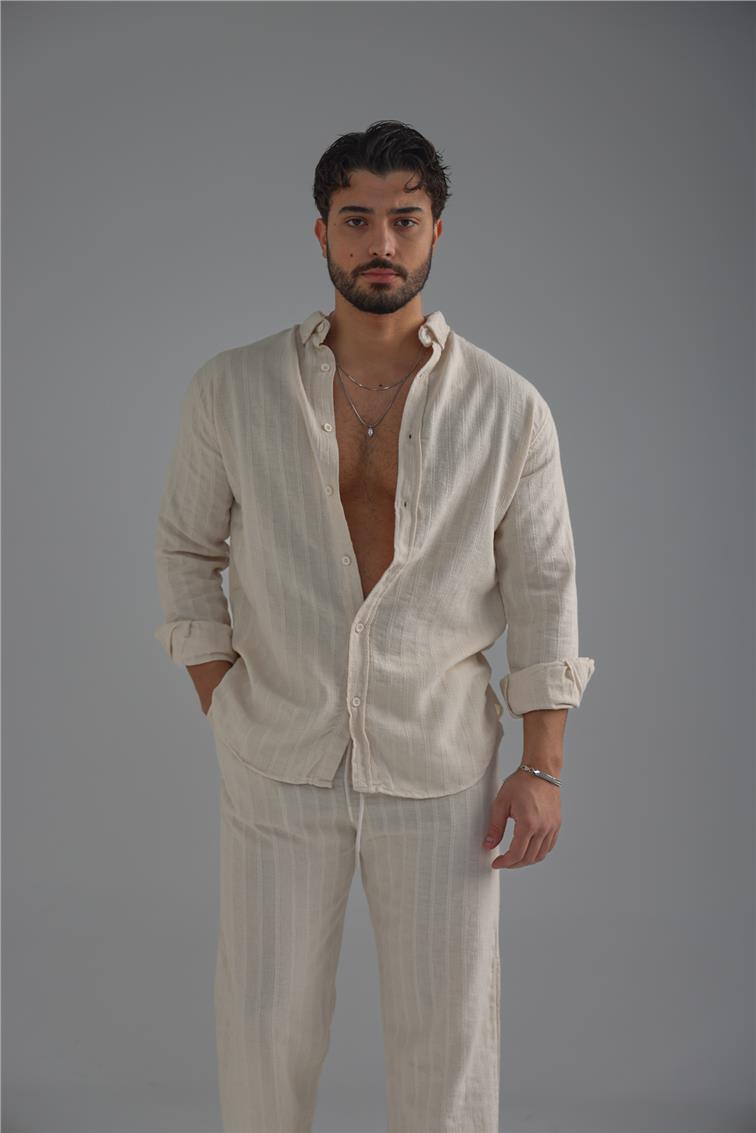 Keten İşlemeli Takım Ekru