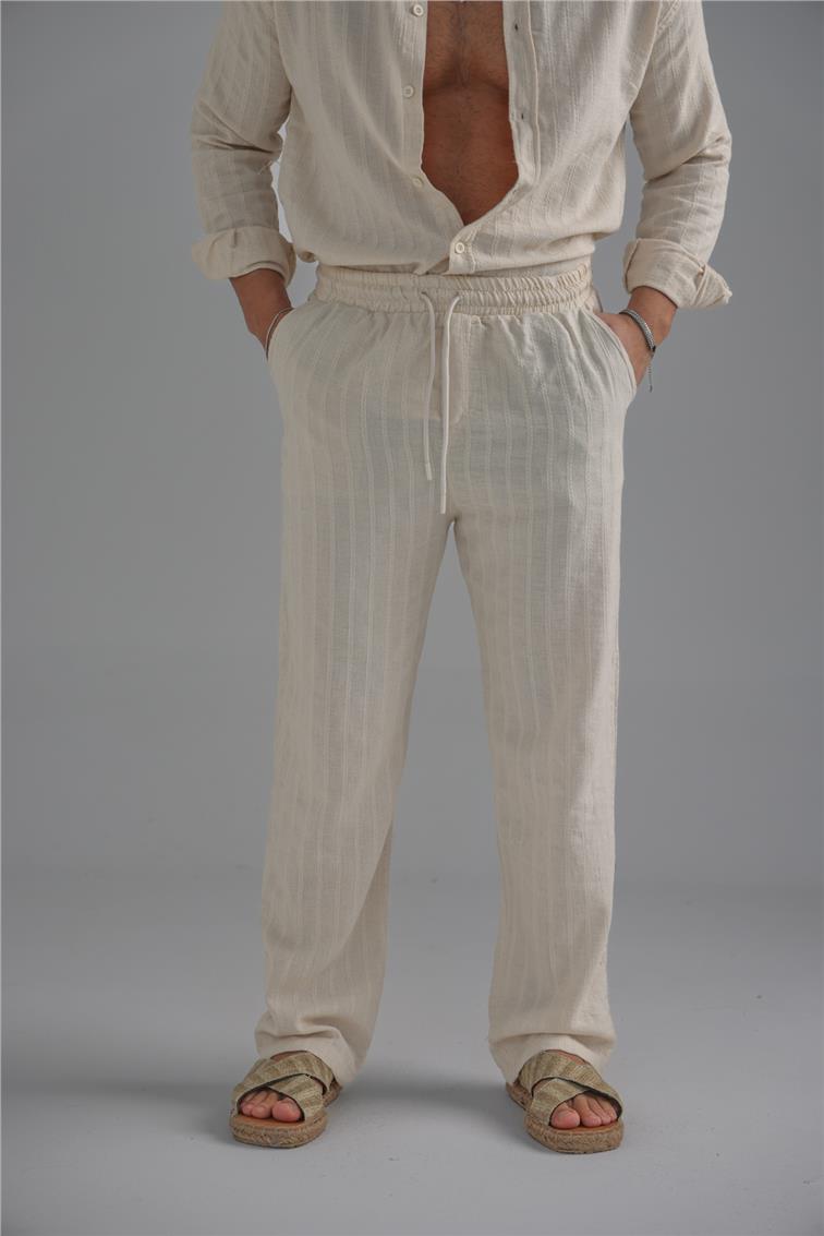 Keten İşlemeli Takım Ekru