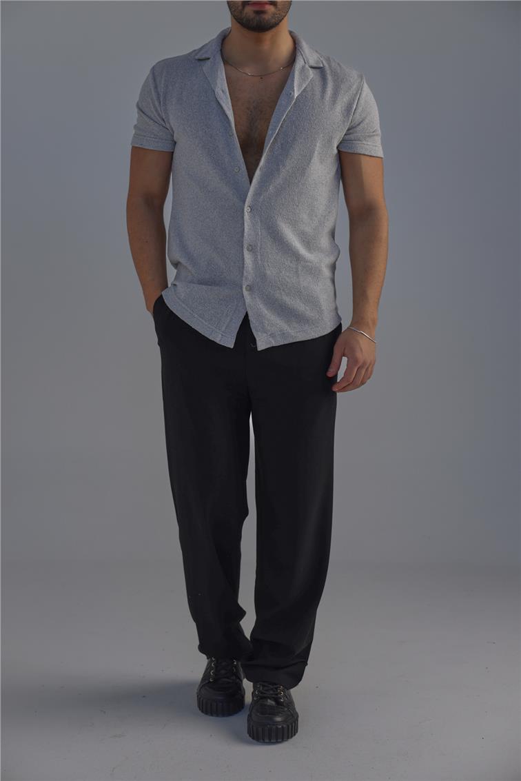 Kısa Kol Slim Fit Gömlek Gri
