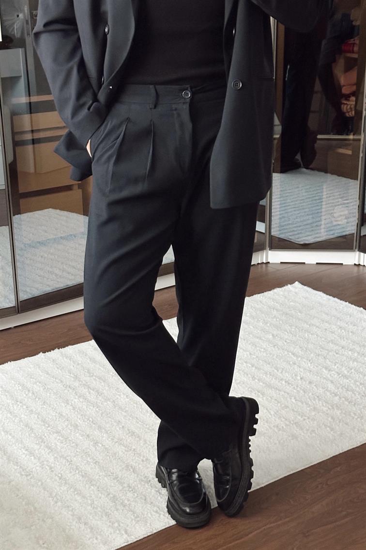 Kruvaze Oversize Casual Takım Lacivert