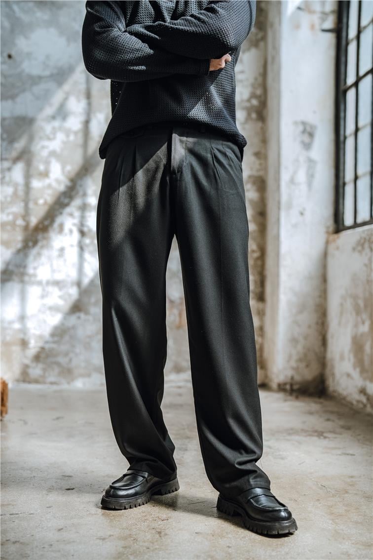 Kumaş Baggy Pantolon Siyah