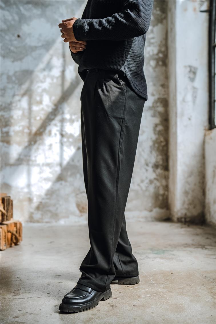 Kumaş Baggy Pantolon Siyah