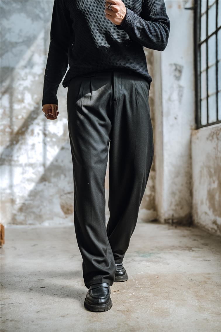 Kumaş Baggy Pantolon Siyah