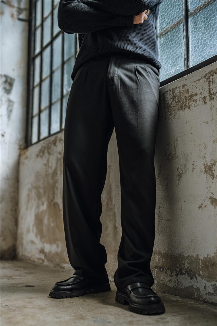 Kumaş Baggy Pantolon Siyah