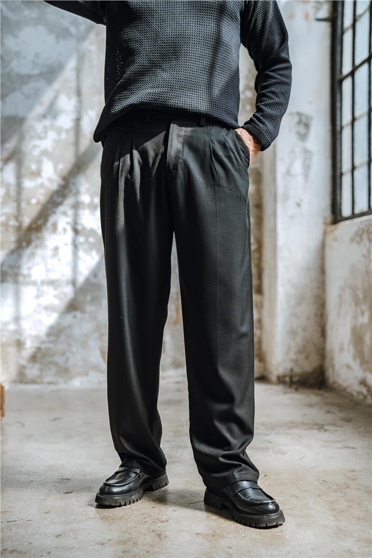 Kumaş Baggy Pantolon Siyah