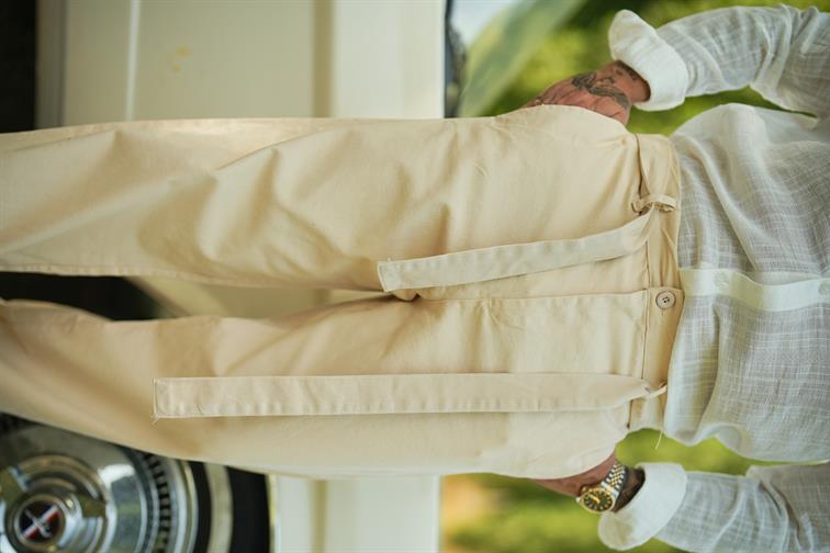 Kuşaklı Baggy Pantolon Krem