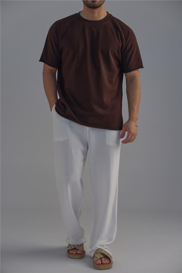 Lazer Kesim T-Shirt Kahve