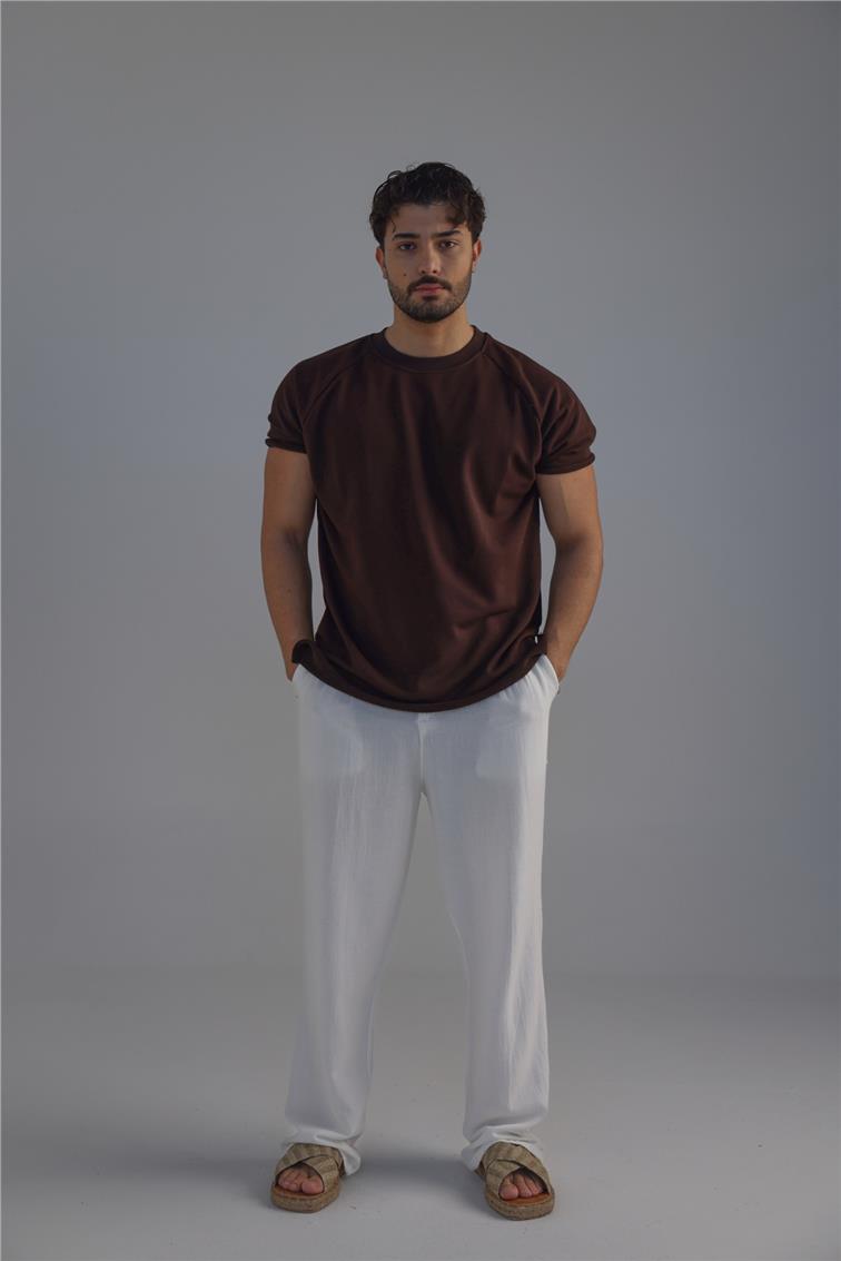 Lazer Kesim T-Shirt Kahve