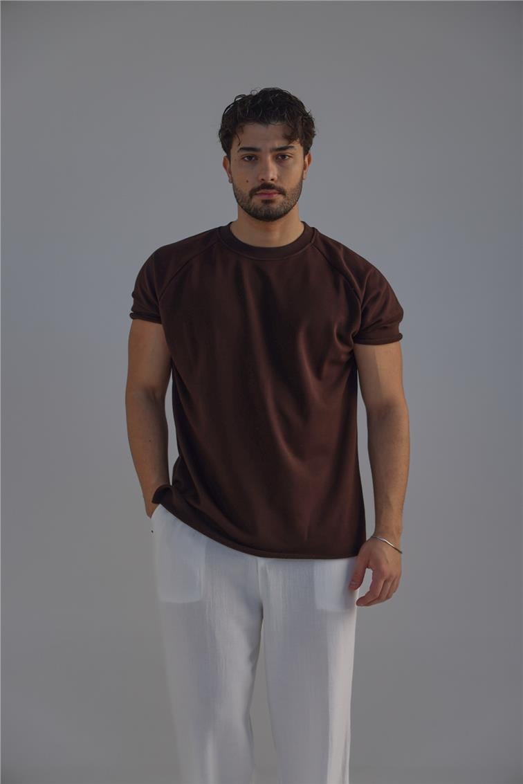 Lazer Kesim T-Shirt Kahve