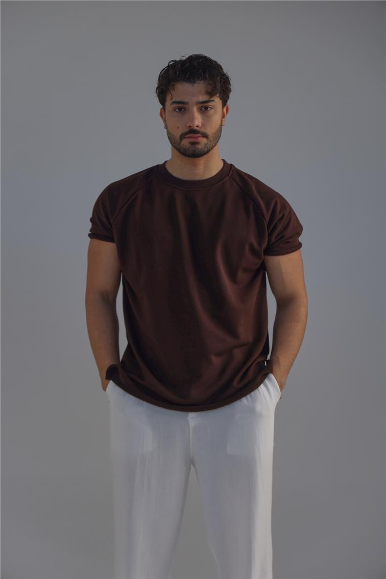 Lazer Kesim T-Shirt Kahve
