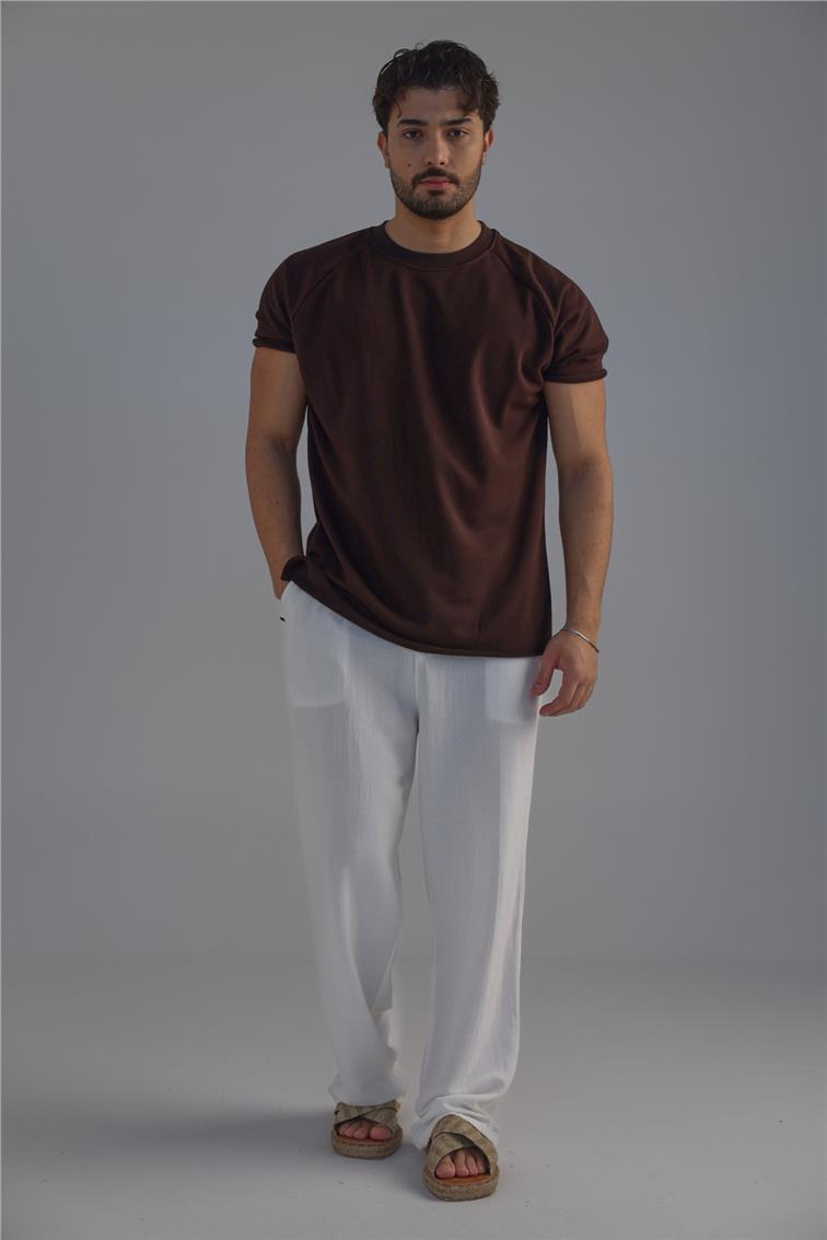 Lazer Kesim T-Shirt Kahve