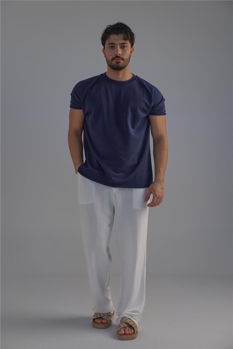 Lazer Kesim T-Shirt Lacivert