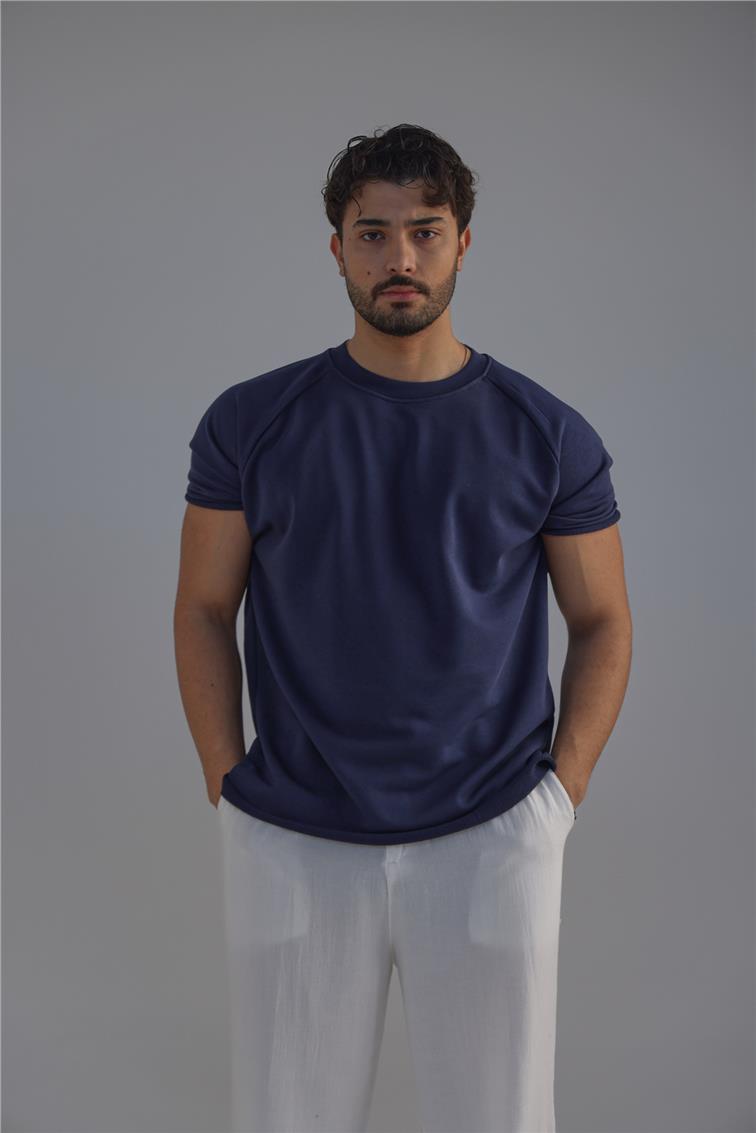 Lazer Kesim T-Shirt Lacivert