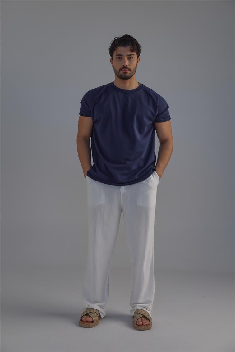 Lazer Kesim T-Shirt Lacivert