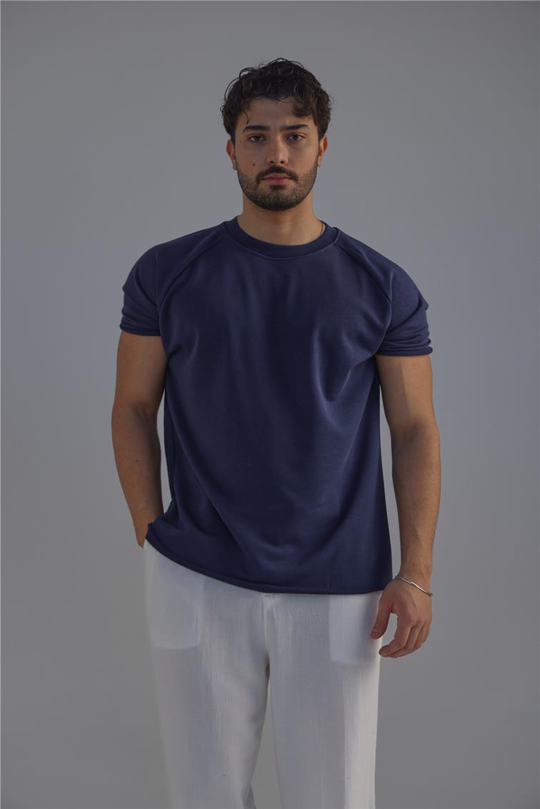 Lazer Kesim T-Shirt Lacivert