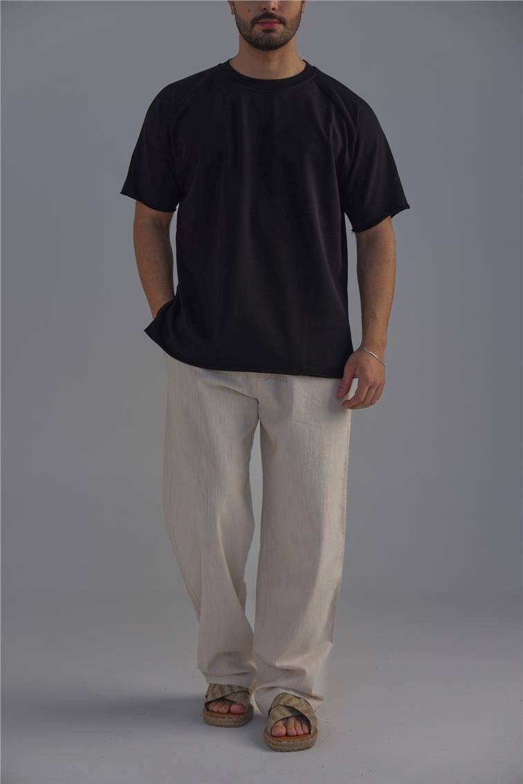 Lazer Kesim T-Shirt Siyah